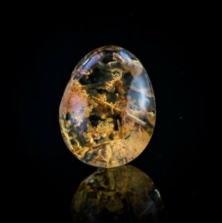 Mexican Fire Opal Cab With Mineral Inclusions Queretaro Mexico 1.  36cm 6.  7ct