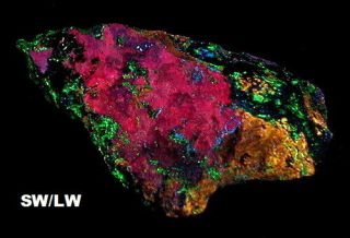 M - 472: 5.  2 Oz Gorgeous 4 Color Miller Canyon Rock (az),  Fluorescent Minerals