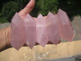 632g (1.  39lb) Natural Rose Quartz Crystal Cutting Polishing Wand Healing 5 A824