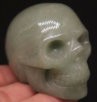 48mm 3.  5oz Natural Green Aventurine Crystal Carving Art Skull
