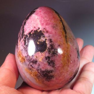 2.  9 " Natural Pink Rhodonite Sphere Gemstone Egg From Madagascar 8515