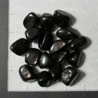 Hypersthene Sm - Med Tumbled 1/2 Lb Bulk Stones Black W/ Flash 16 - 20 Pk
