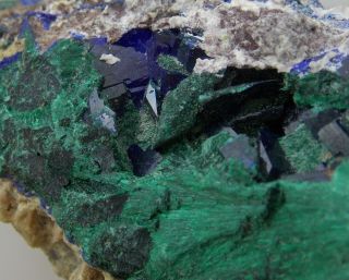 Chatoyant Malachite With Azurite Crystals - 6.  8 Cm - Milpillas Mine,  Mexico 23728