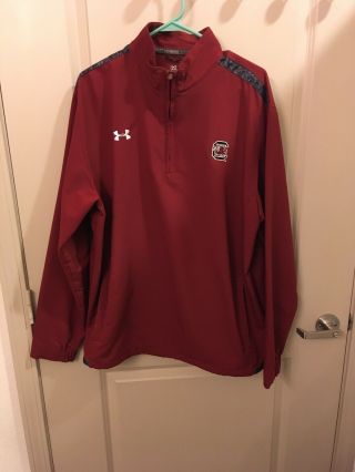 South Carolina Gamecocks Ncaa Under Armour 1/4 - Zip Pullover Jacket Sz Large