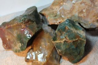 Mossy Colored Agate - Four Chunks Madagascar.  Red And Green 11 Lbs 117