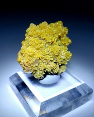 Wow 360 - Sparkling Yellow Botryoidal Mimetite & Calcite Crystals,  Mine Mexico