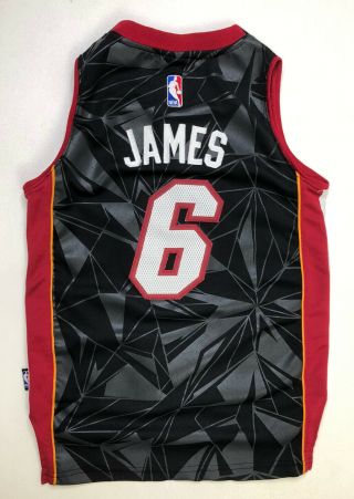 Adidas Miami Heat Lebron James 6 Limited Edition Jersey Boys Sz Small Black Nba