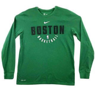 Nike Boston Celtics Nba Basketball T Shirt Dri Fit Athletic Cut Size L Green