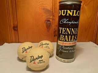 Vintage Dunlop Tennis Ball Can And 3 Balls (vinnie Richards)