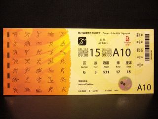 2008 Beijing Olympic Games Ticket Athletics - 15 Aug