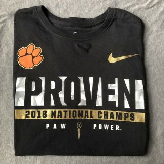 Clemson Tigers National Champions Football Proven 2016 Nike Tee L Athletic Cut
