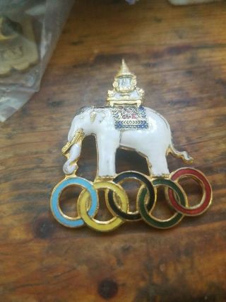 Thailand Elephant Undated National Olympic Committee Noc Pin Enamel Vintage