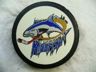Echl Baton Rouge Kingfish White Reverse Official Logo Hockey Puck Collect Pucks