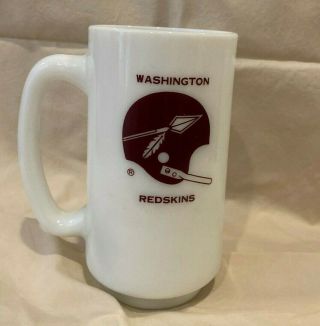 Vintage Nfl Washington Redskins Old Arrow Style Helmet Milk Glass Mug Rare