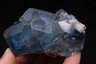 206g Natural Blue Green Fluorite Cube Crystal Cluster Mineral Specimen China