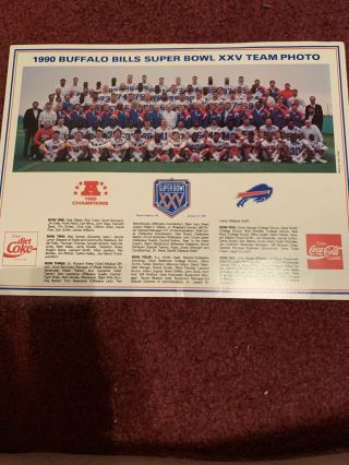 1990 Buffalo Bills Bowl Xxv 25 Team Photo Picture Football Nfl Jim Kelly