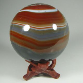 2.  6 " Red Agate Crystal Sphere Ball W/ Stand - Brazil - 68mm