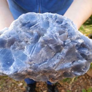 Very Fine Large 7 Inch Blue Rombahidral Calcite Crystal Cluster
