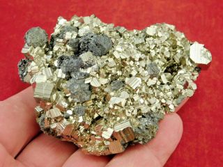 A 100 Natural Rhombic Pyrite Crystal Cluster With Sphalerite From Peru 288gr
