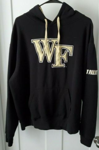Wake Forest Demon Deacons Black And Gold Hoodie Sweatshirt Sz XL NCAA EUC 2