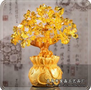 Money Wealth Bag Feng Shui Lucky Tree Size S Colorfully Crystal Fortune Trees Wt