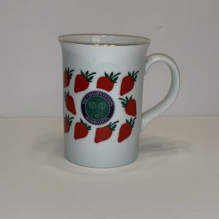 The Championships Wimbledon Tennis Coffee Mug Strawberries Logo Tennis Rackets