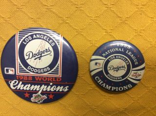 1988 Los Angeles Dodgers World Series Pin Back Buttons Set Of 2