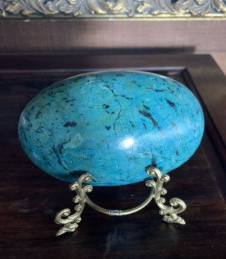 Large Turquoise Polished Crystal Stone 1970s