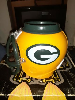 Green Bay Packers Helmet Fan Mug Can Holder Aaron Rodgers Brett Favre Rare Nfl