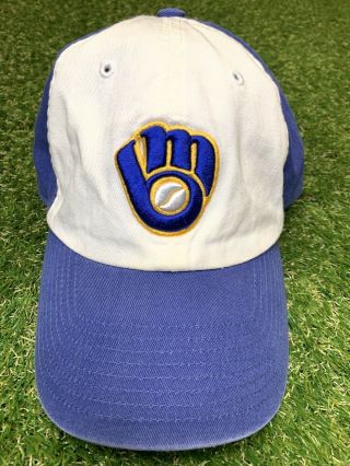 Milwaukee Brewers Hat 47 Brand Dad Hat Strapback Up Mlb Perfect W/ Sticker