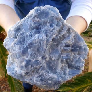 Very Fine Large 6 1/2 Inch Blue Rombahidral Calcite Crystal Cluster