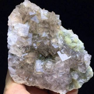 227g Transparent Pink Cubic Fluorite Crystal Cluster Mineral Specimen/china
