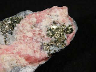 A Rhodochrosite Crystal Cluster W Pyrite & Quartz Sweet Home Mine Colorado 152gr