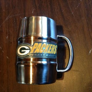 Green Bay Packers,  14 Oz Stein,  Tankard,  Cup,  Mug,  Insulated Stainless.  Steal,