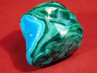 A Big Polished Deep BLUE Chrysocolla PEBBLE With Malachite 297gr 3