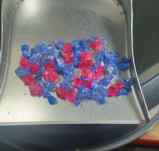 17.  6ct Rare Color Never Seen Before Neon Cobalt Blue &top Red Spinel Crystals