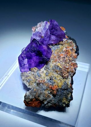 GORGEOUS - Fluorescent Pink/Purple Fluorite crystals,  Ojuela mine Mexico 3