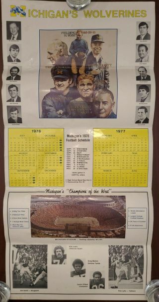 1976 Michigan Wolverines Football Schedule Poster Lytle,  Smith,  Bo