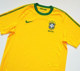 2010 Brazil National Team Nike Drifit Yellow Soccer Jersey Sz.  L World Cup,  Futbol