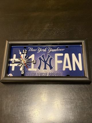 York Yankees Wall Clock License Plate 1 Fan Mlb Baseball Nyy