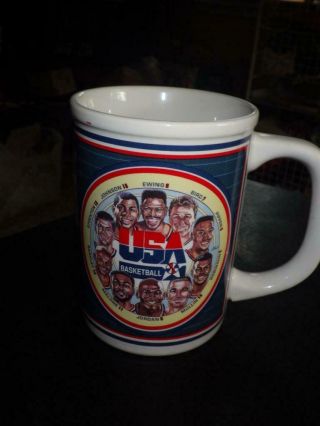 Vtg 1992 Dream Team Usa Basketball Ceramic Coffee Mug (jordan,  Bird,  Magic,  Ewing)