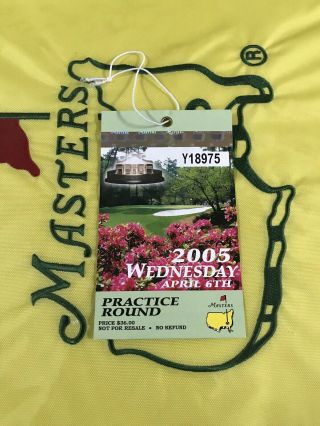 2005 Masters Augusta National Golf Club Wednesday Badge/ticket Tiger Woods Wins