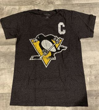 Mario Lemieux Nhl Pittsburgh Penguins Gray Hockey Shirt Mens Size S Vintage Look