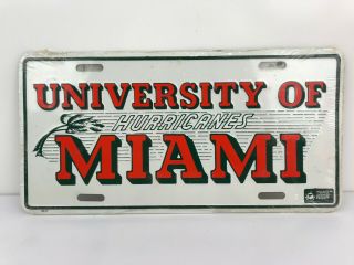 Vintage University Of Miami Hurricanes Vanity License Plate Tag Windy Palm Tree