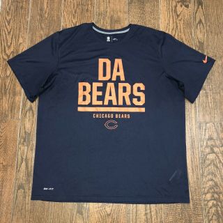 Mens Chicago Bears Nike Dri Fit Team Apparel Da Bears Training Workout Shirt 2xl