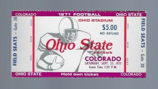 Vintage 1971 Ncaa Colorado Buffaloes @ Ohio State Buckeyes Full Football Ticket