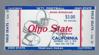 Vintage 1971 Ncaa California Bears @ Ohio State Buckeyes Full Football Ticket