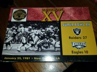 Danbury Nfl Xv Bowl Game Flip Coin Raiders Vs Eagles