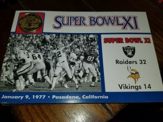 Danbury Nfl Xi Bowl Game Flip Coin Raiders Vs Vikings