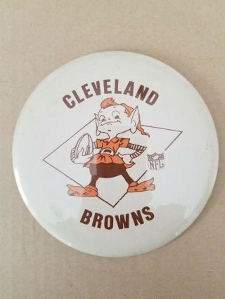 Vintage Cleveland Browns Nfl Football Brownie The Elf 6 " Pin - Backed Button